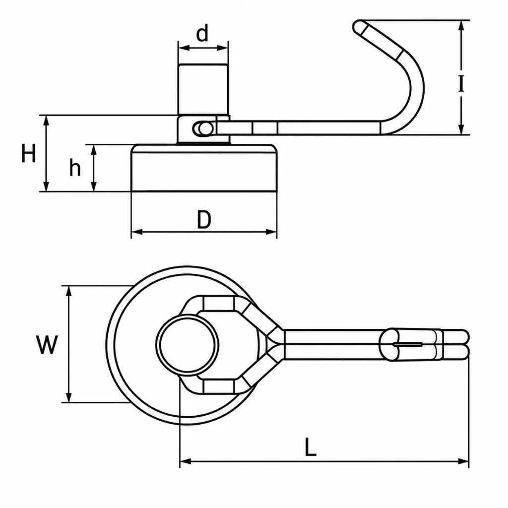 Neodymium Draaibare Haakmagneet (Draadhaak) - SNG-1 Serie